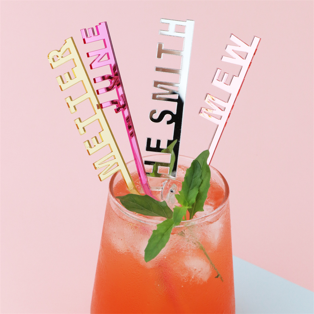 Cocktail Recipe Book - 50 adet kişiselleştirilmiş adı karıştırma çubukları