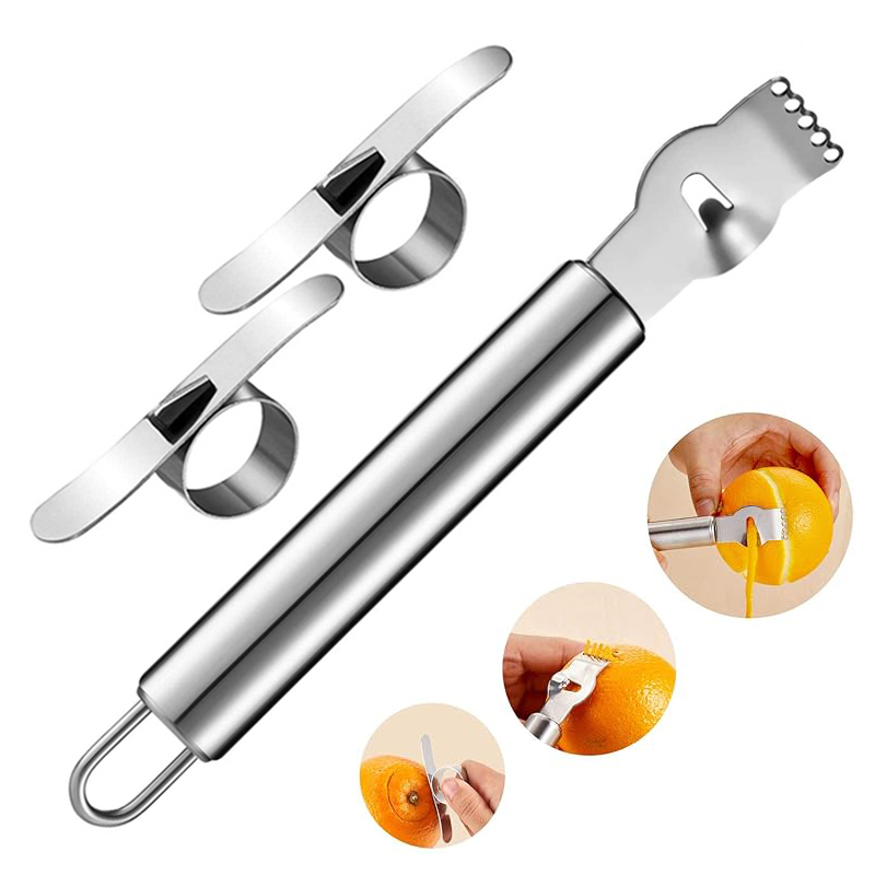 Peeler Channel Knife - 3 adet limon zester rende portakal