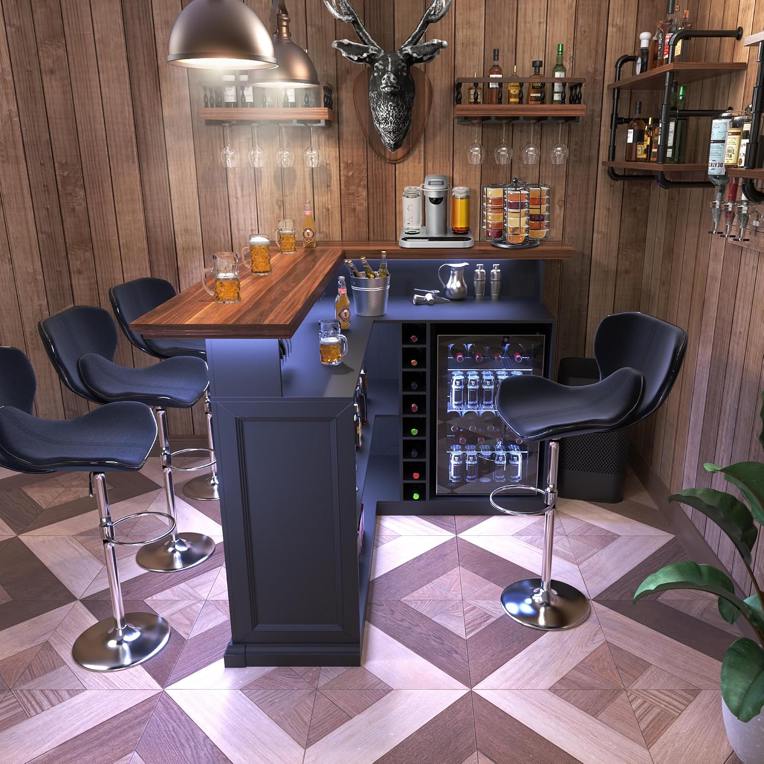 L Şeklinde Buzdolabı Alanlı Ev - Home Bar And Cabinet incelemesi ve fiyatı